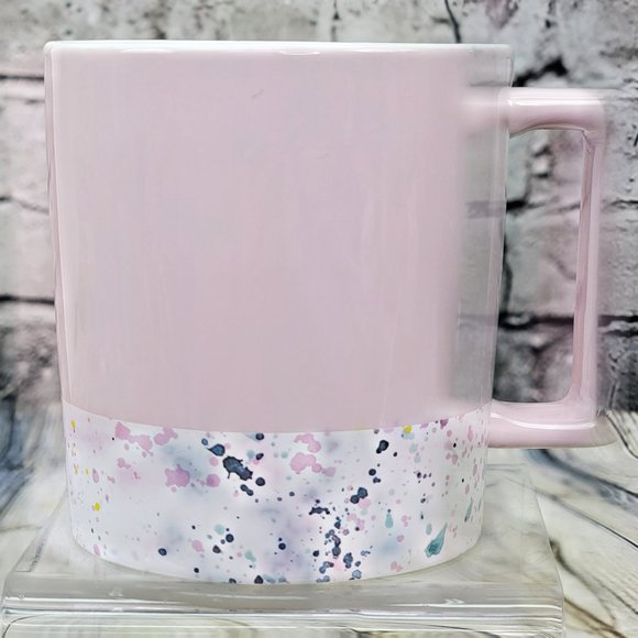 Starbucks Coffee Cup Mug Pink White Paint Splatter 12 oz Birthday Valentines Day - Picture 3 of 6